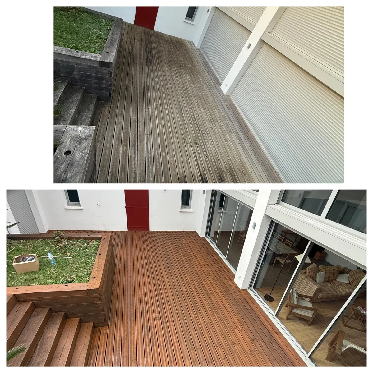 Resultat nettoyage terrasse bois Boucau